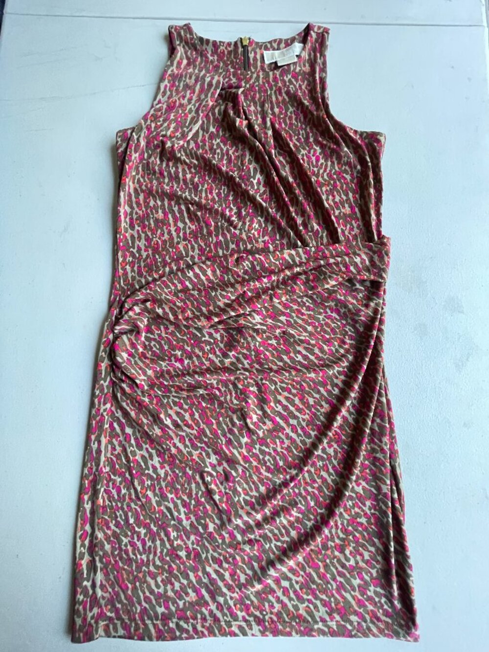 💖 MICHAEL KORS Pink Leopard Matte Jersey Dress • Petite • Fuchsia Animal Print